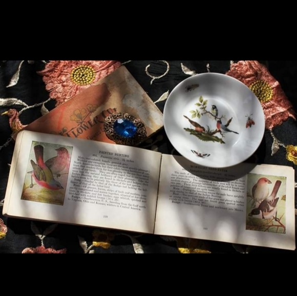 Vintage Blue Glass Art Nouveau Brooch Pin - Picture 3 of 5